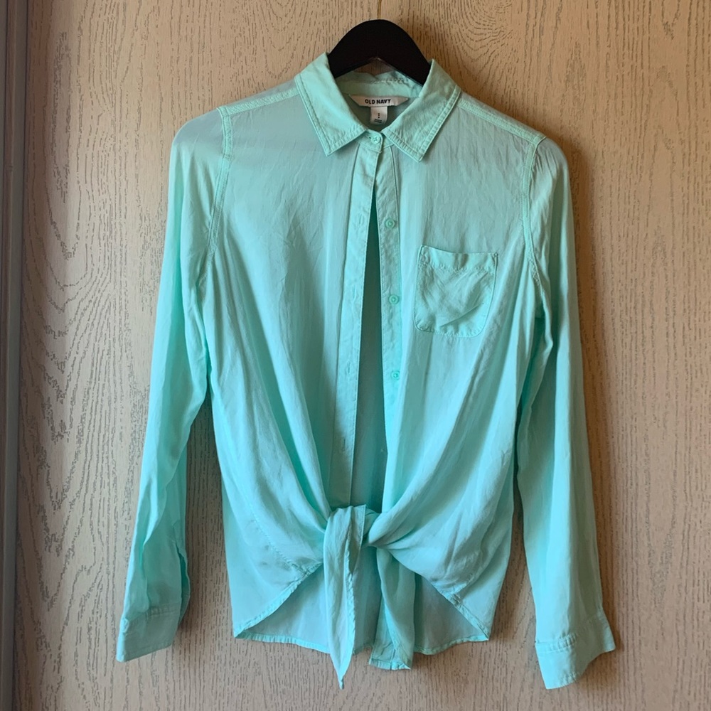 Old Navy turquoise button down shirt